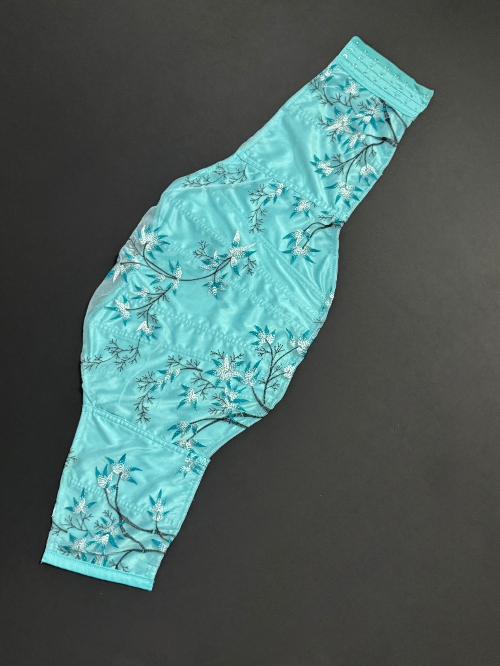 Tic Toc Teal Embroidered Corset Crop Top Size L RARE FIND